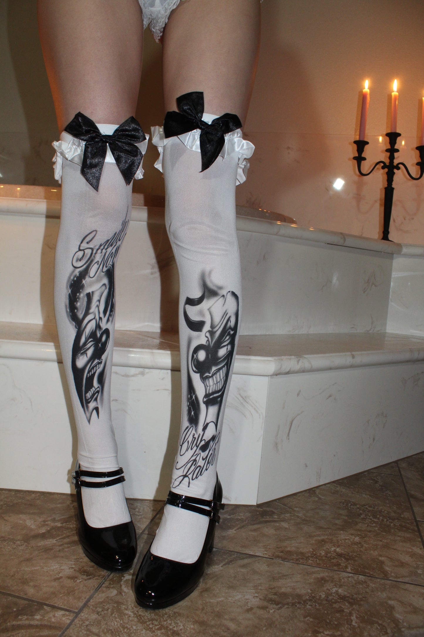 Smile Now Cry Later Thigh Highs